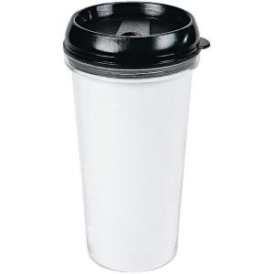 Fun Express Valentines Day Cups for Kids Set of 6 DIY Travel Coffee Mugs 16 oz BPA Free Plastic Valentines Cups with Lids for Classroom Crafts Personalized Gifts Reusable Valentine Cup Clear Black