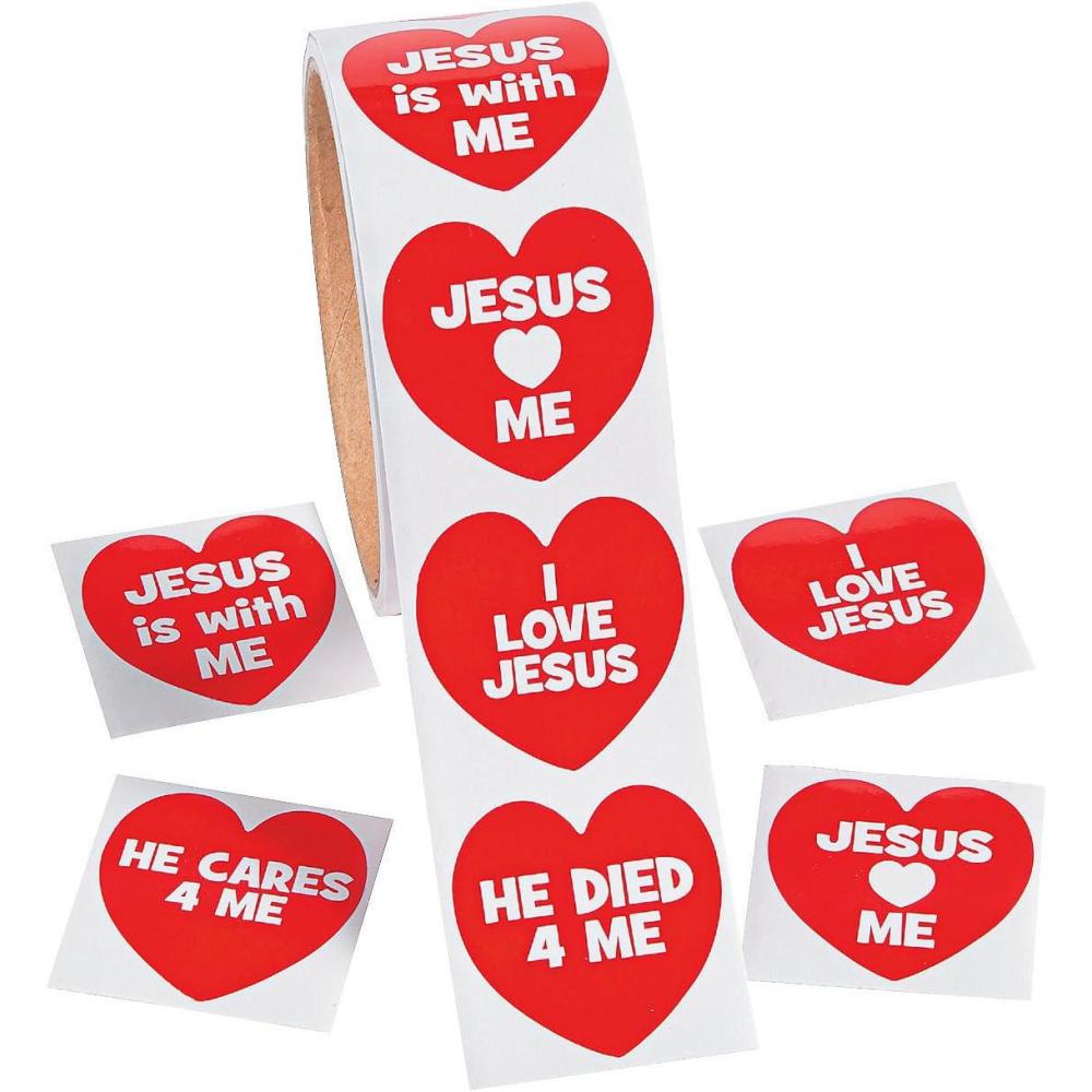 image:imageFun Express Jesus Loves Me Roll Sticker for Valentines Day Stationery Stickers Stickers Roll Valentines Day 1 Piece