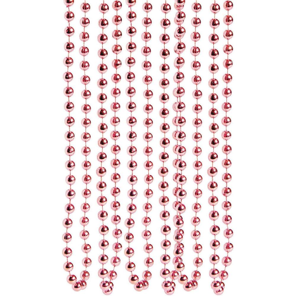 image:imageFun Express Light Pink Beaded Necklaces Mardi Gras Beads  Valentines Day  48 Pieces
