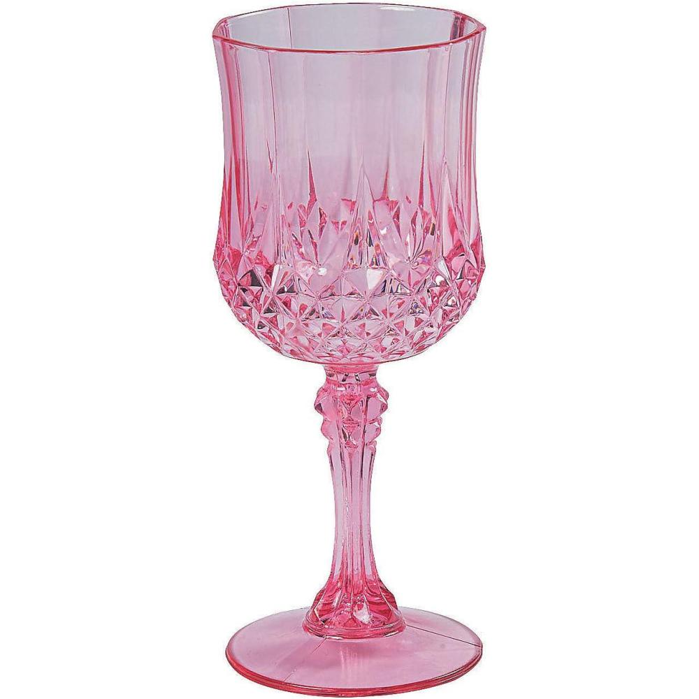 image:imageFun Express Pink Plastic Wine Glasses Set of 12 BPAFree Disposable Champagne Flutes amp Goblets for Parties Reusable Pink Cups for Valentines Galentines Day Weddings amp Special Occasions