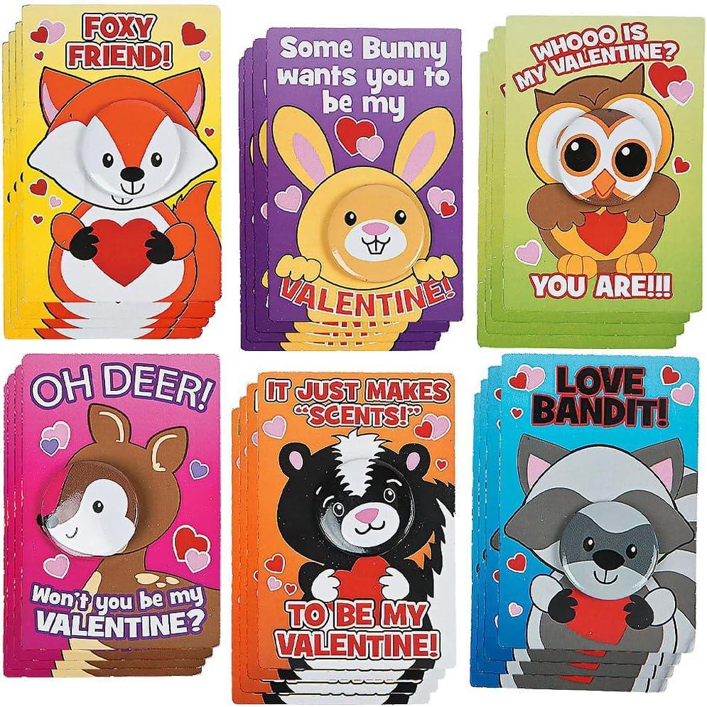 image:imageMini Animal Face Buttons with Valentines Day Cards 24 pack Unique Valentine Exchange Alternative