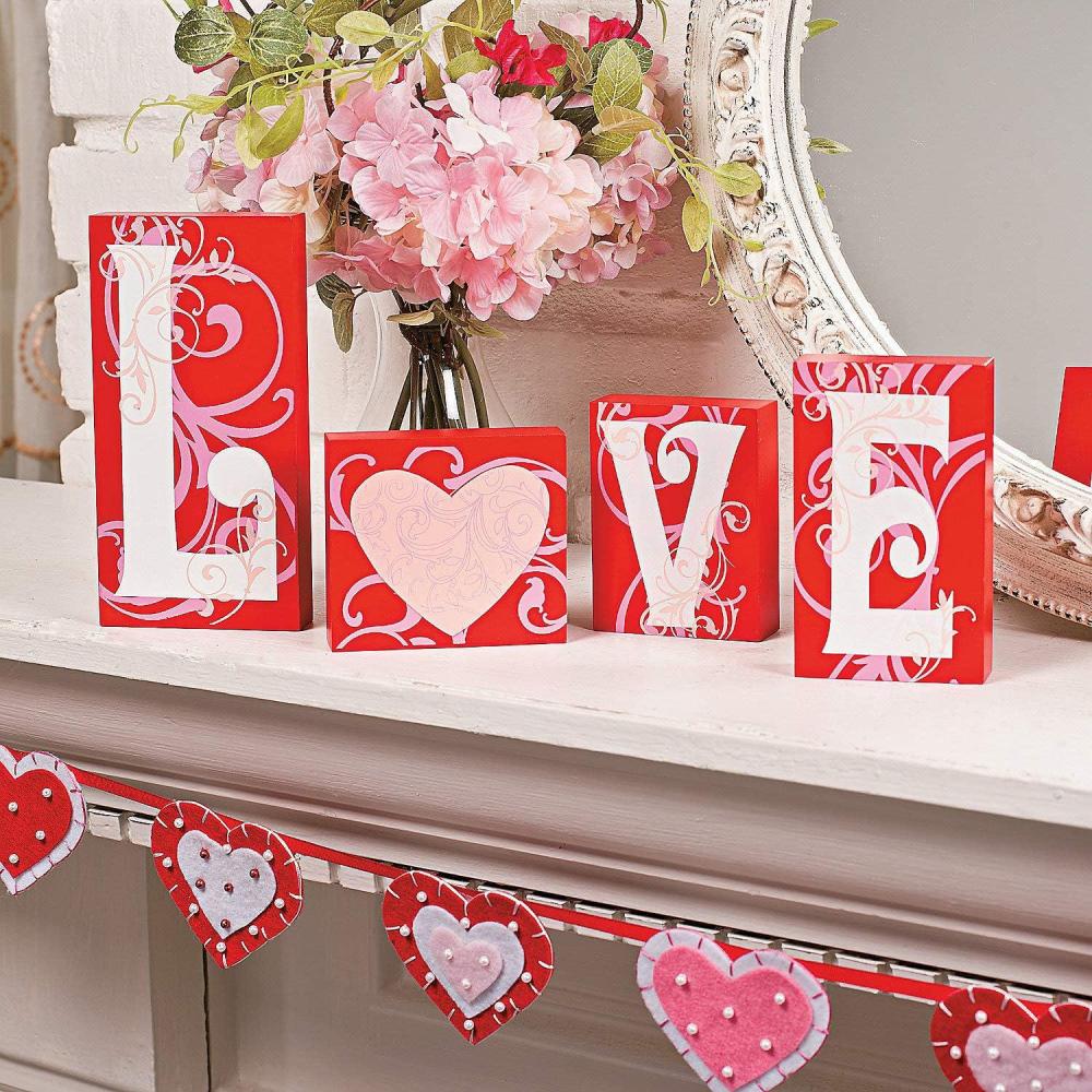 image:imageWooden Love Letter Blocks for Valentines Day  Home Decor