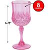 Fun Express Pink Plastic Wine Glasses Set of 12 – BPA-Free Disposable Champagne Flutes & Goblets for Parties | Reusable Pink Cups for Valentines Galentines Day Weddings & Special Occasions