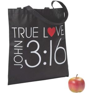 Fun Express John 3:16 Valentine’s Day Totes – Novelty Tote Bags for Gift Giving Apparel Accessories & Faith-Based Celebrations – 12-Piece