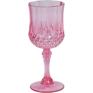 Fun Express Pink Plastic Wine Glasses Set of 12 – BPA-Free Disposable Champagne Flutes & Goblets for Parties | Reusable Pink Cups for Valentines Galentines Day Weddings & Special Occasions