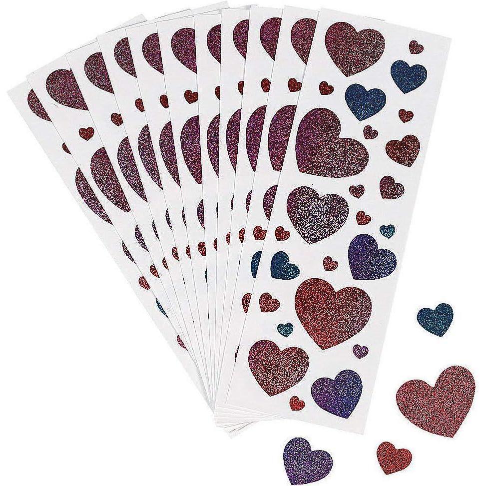 image:imageFun Express Glitter Heart Stickers 12pc for Valentines Day Stationery Stickers Stickers Sheets Valentines Day 12 Pieces