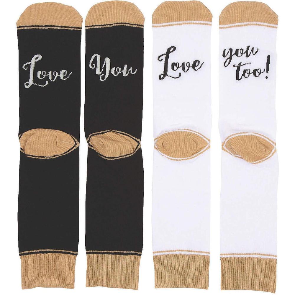 image:imageFun Express Lillian Rose Love You Love You Too Socks Romantic Couples Apparel Accessories for Anniversaries Valentines Day and Special Occasions White with Red Text Comfortable Fit 1 Pair