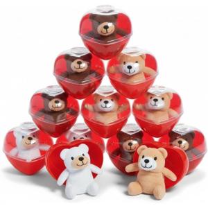 Fun Express – Plush Bear in Container for Valentine’s Day – Toys – Stuffed Farm & Woodland – 12 Pieces