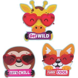 Fun Express Heart Glasses with Animal Valentine’s Day Card – Apparel Accessories – 12 Pieces