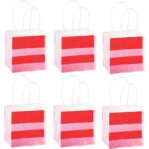 Fun Express Valentine Tissue Fringe Treat Bags – Fun & Colorful Party Favor Bags for Valentines Day Weddings Birthdays & Special Occasions – Tissue Fringe Design Perfect for Gifts & Treats – 12 Pieces