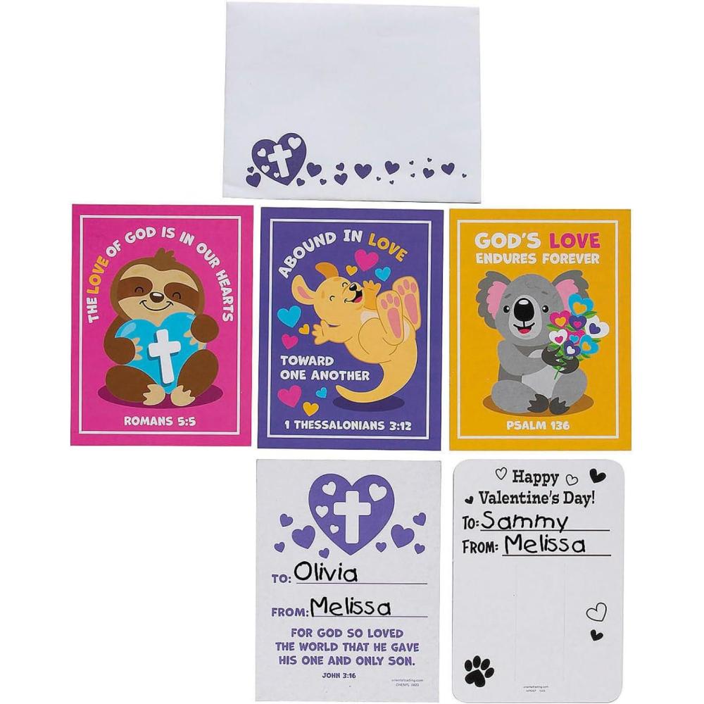 image:imageFun Express Gods Love Animal amp Verse Valentine Exchange Cards 24 Pc
