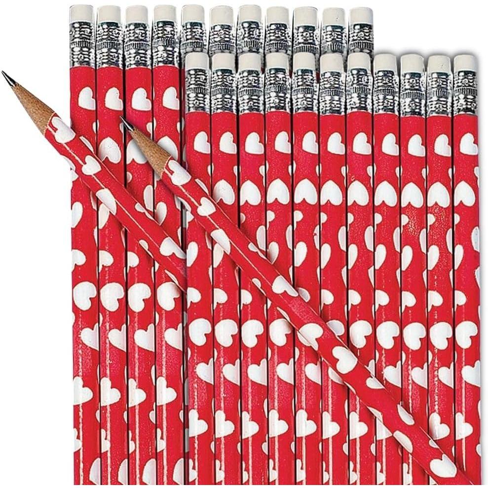 image:imageFun Express Heart Print Pencils  Set of 24  Valentines Day School Supplies and Party Favors