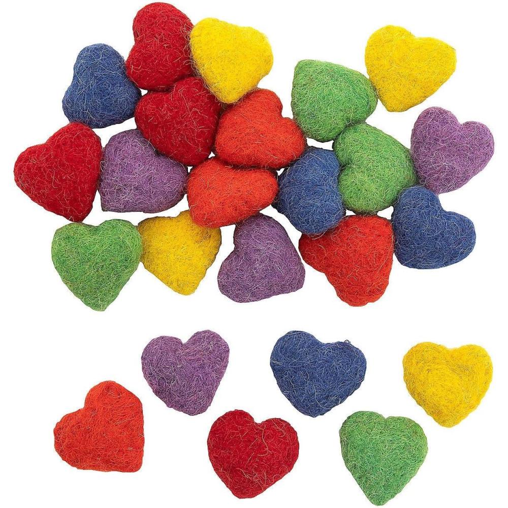 image:imageRainbow Wool Felt Hearts Craft Supplies 24 Pieces