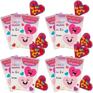 Confetti Heart Crayon Valentine Exchanges with Box for 12