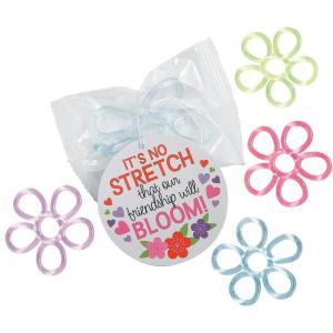 Fun Express 24 Pieces Stretchy Fidget Flowers Valentine Exchanges with Card for 12