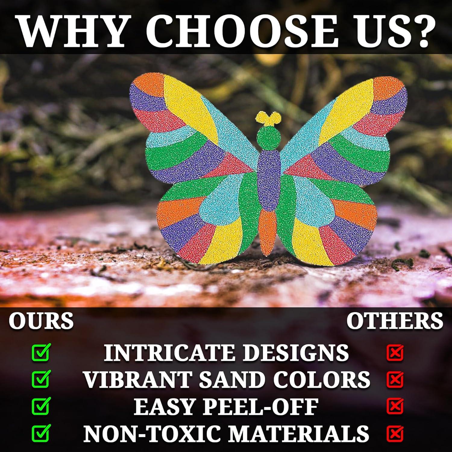 image:imageFun Express Valentines Crafts for Kids Mosaic Butterfly Sand Art Pictures Set of 12 Valentine Craft Kits for Classroom Activities Arts and Crafts for Kids Ages 48 amp 812 Art Supplies Gift625 inches x 475 inches