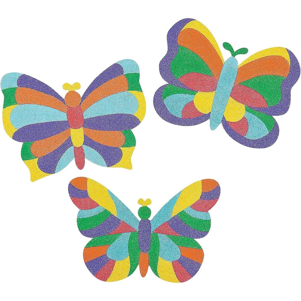 image:imageFun Express Valentines Crafts for Kids Mosaic Butterfly Sand Art Pictures Set of 12 Valentine Craft Kits for Classroom Activities Arts and Crafts for Kids Ages 48 amp 812 Art Supplies Gift625 inches x 475 inches