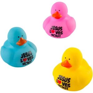 2″ Valentine’s Day Jesus Loves You Rubber Ducks – 12 Pc.