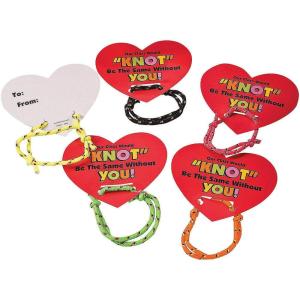 Fun Express Valentine Knot Bracelets with Card (24 Cards with Bracelets) Classroom Valentine Exchange