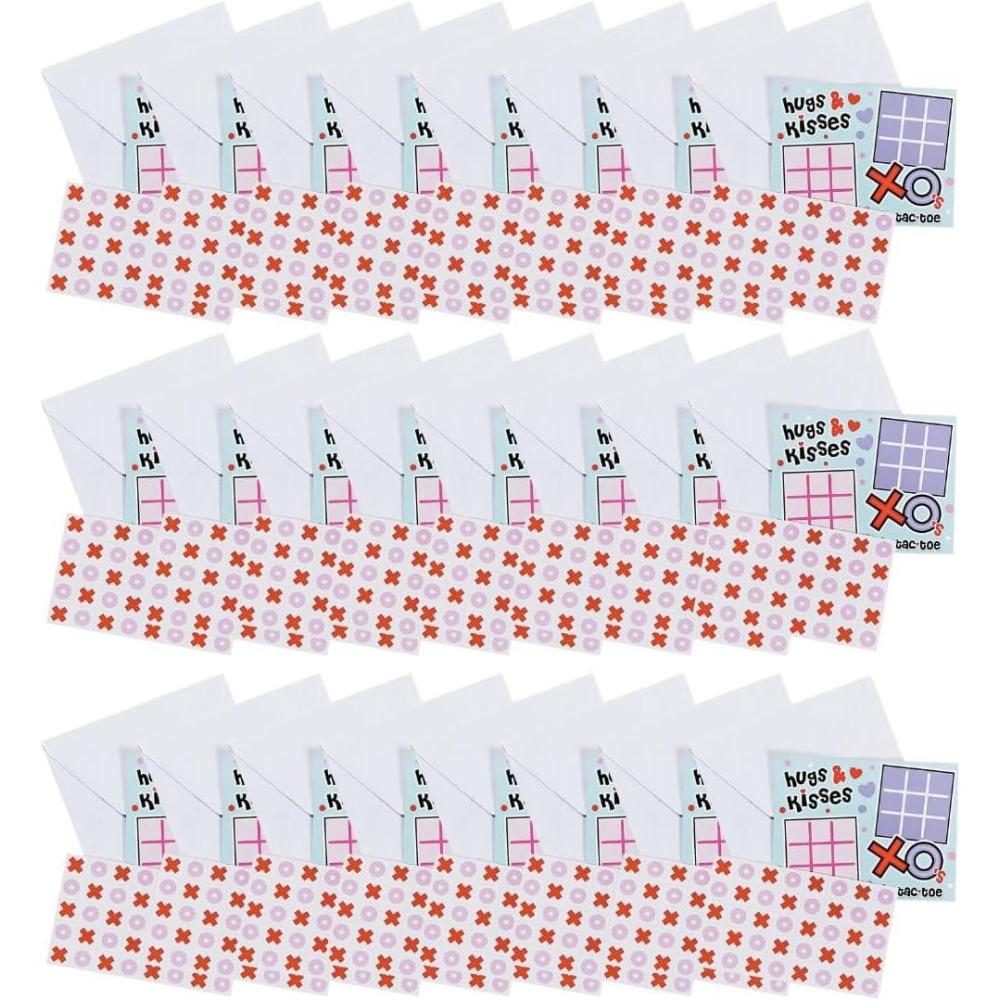 image:imageFun Express TicTacToe Valentine Sticker Card for Valentines Day Stationery Note Cards 24 Pieces