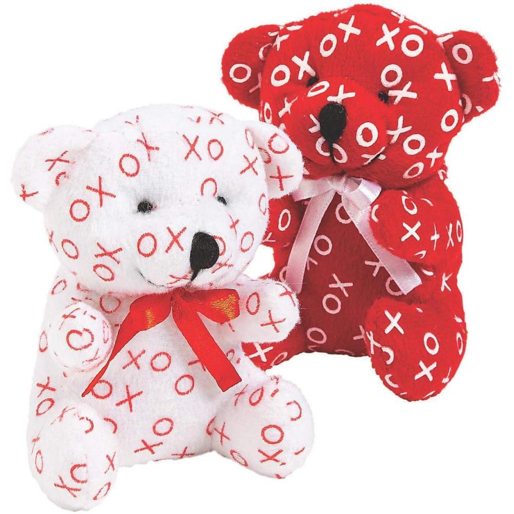 image:imageFun Express Mini XOXO Hugs and Kisses Stuffed Bears Set of 12 Plush Animals Valentines Day Toys