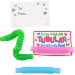 Fun Express 48 Pieces 5″ Valentine’s Day Small Expanding Tube Fidget Toys Exchange for 24