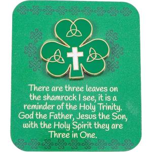 Trinity Shamrock Pins with Card for St. Patrick’s Day – 12 Pieces