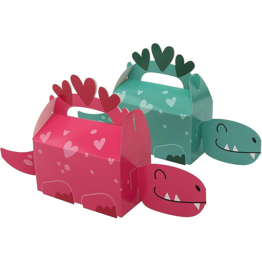 image:imageFun Express 6 14 x 5 14 Valentines Day Pink amp Green Dinosaur Favor Boxes 12 Pieces