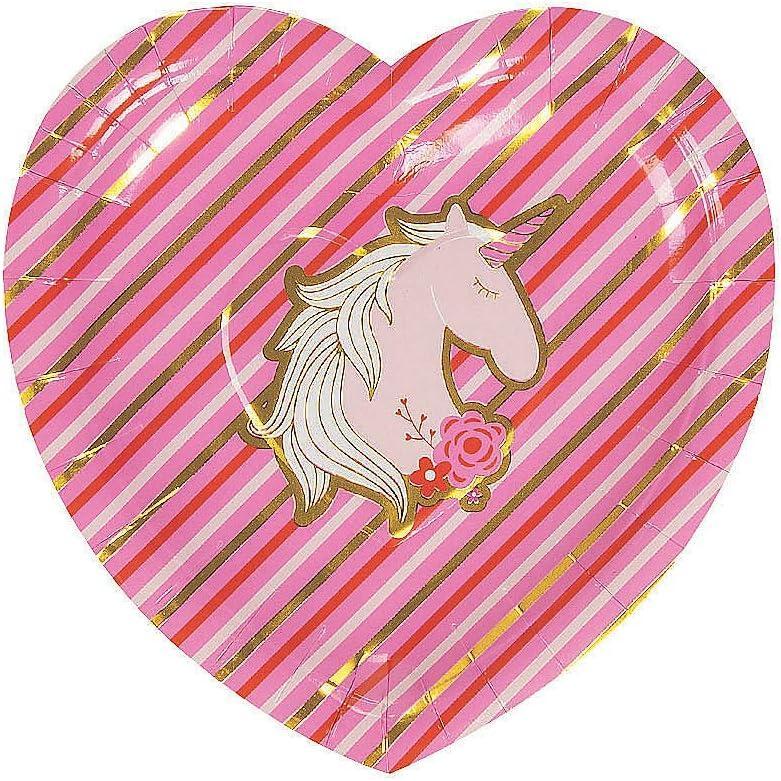 image:imageFun Express Valentines Day Party Unicorn amp Gold Foil Paper Dessert Plates Disposable Tableware Licensed Plates amp Bowls Perfect for Birthday Festivities Graduation Party Supplies 8 Pieces