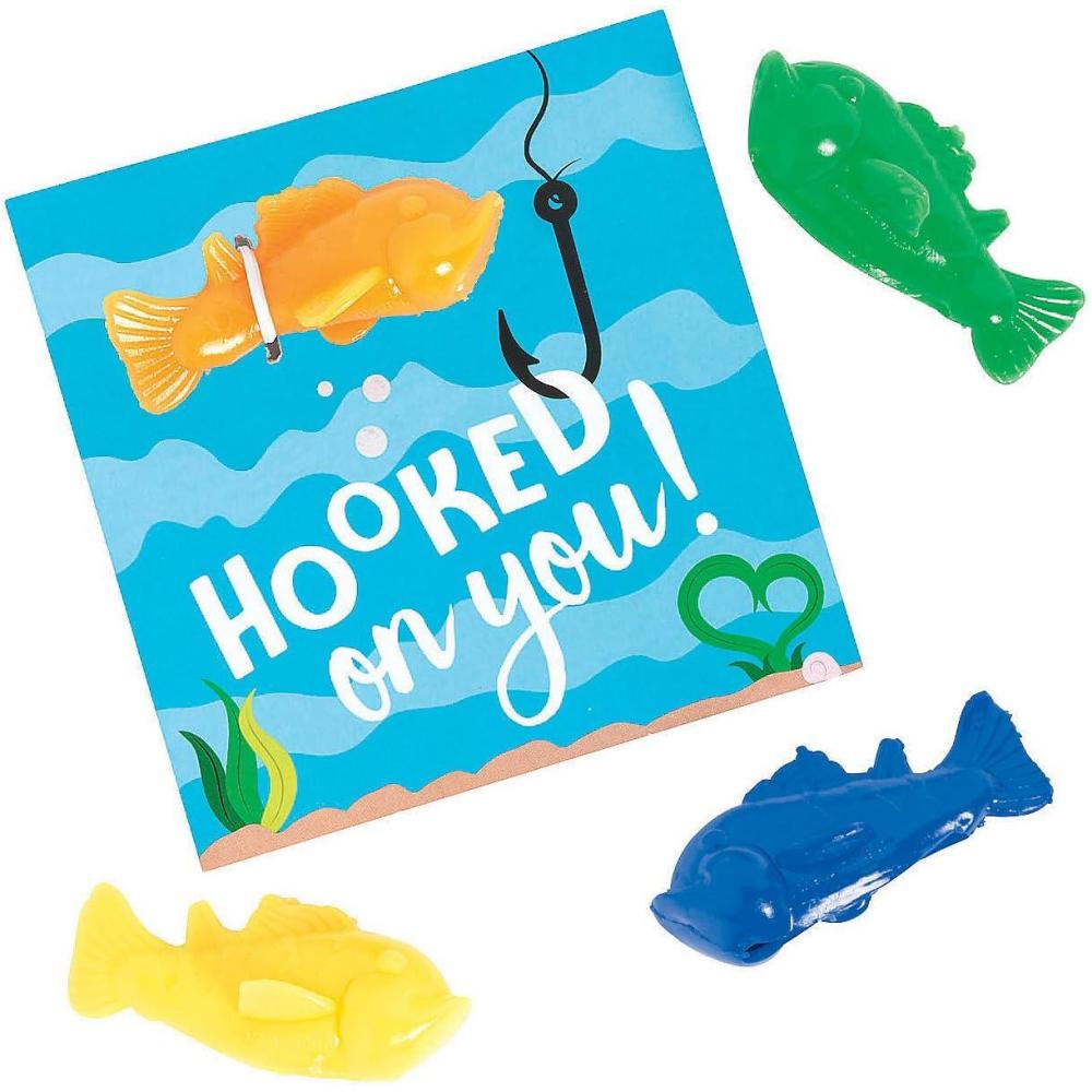 image:imageFun Express Hooked on You Fish Valentines Day Cards  Toys  24 Pieces