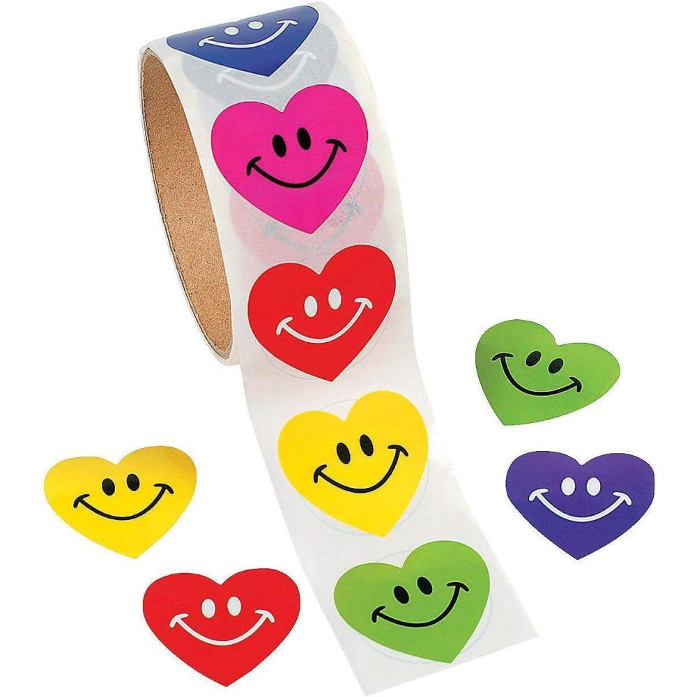 image:imageHeart Smile Face Sticker Roll for Valentines Day Stationery 100pc