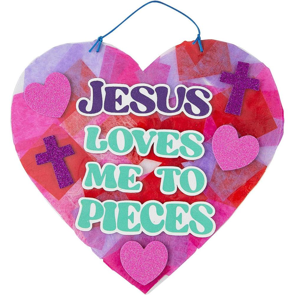 image:imageValentine Jesus Loves Me to Pieces Acetate Sign Craft Kit 12 Sets Perfect for Valentines Day Sunday School Activities amp Classroom Fun