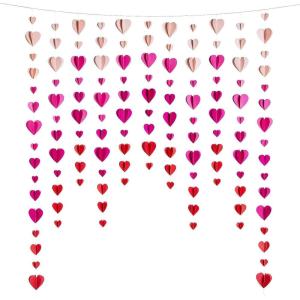 Fun Express Valentine Hanging Hearts Backdrop – Romantic Festive Party Decor Valentines Day Events Photo Booths & Themed Celebrations – Perfect Classroom Party & Wedding Decorations – 1 Piece 6′ x 6′