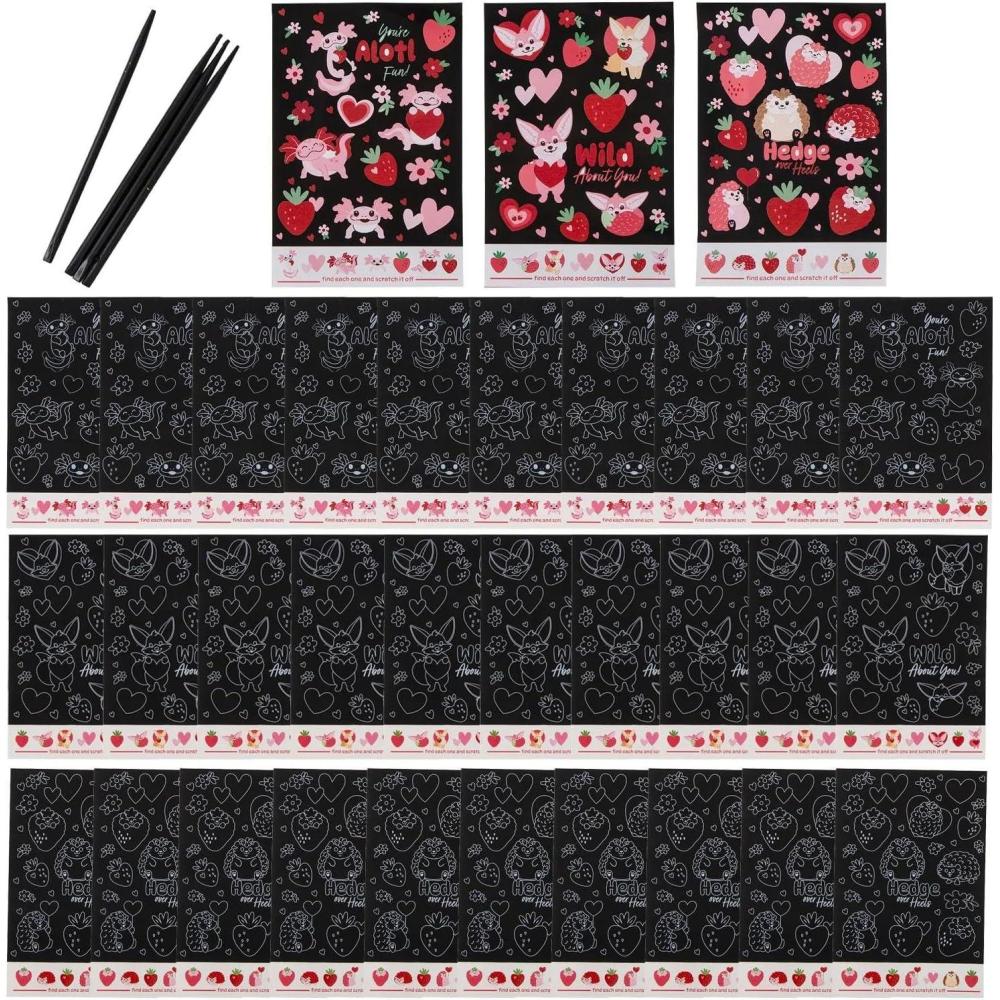 image:imageFun Express 5 12 x 8 14 Valentines Day Critters Magic Scratch N Reveal Activities  24 Pc