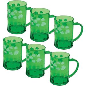 Fun Express Bulk St. Patrick’s Day Shamrock Plastic Mugs 60 Pieces, Great For School And Office St Patrick’s Day Events