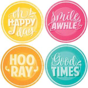 Fun Express Happy Day Paper Dessert Plates – Multicolor Disposable Plates for Birthday Bridal Baby Shower Wedding New Year Christmas Party & Events Party Supplies – 8 Pieces
