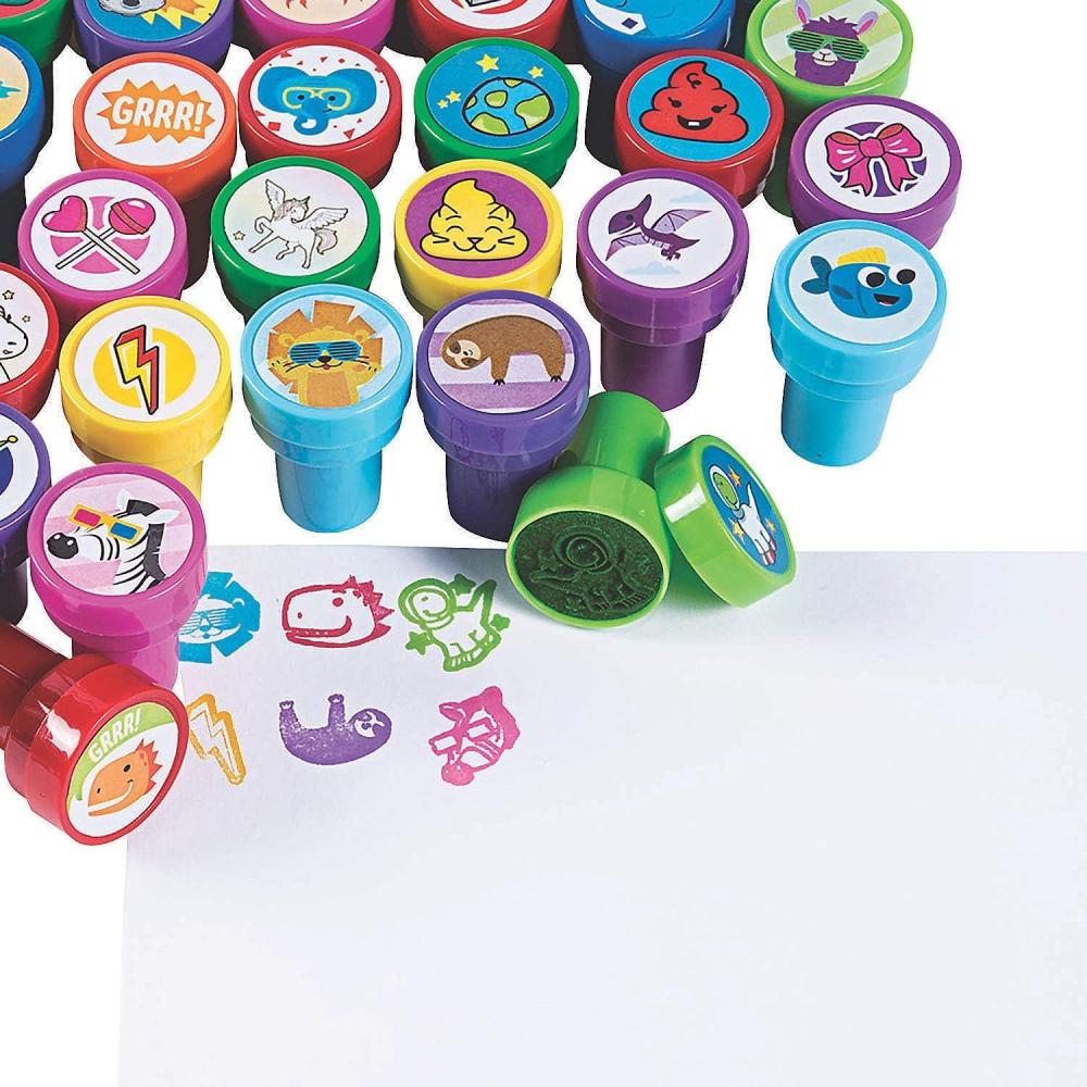 image:imageFun Express Bulk Trendy SelfInking Plastic Stamper Birthday Party Favors Super Theme Valentines Day Party Favors Stamps for Kids Birthday Gift 50 Pieces