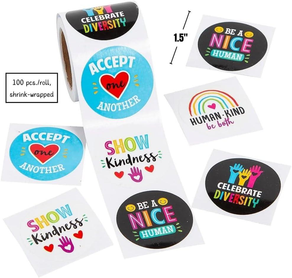 image:imageFun Express Humankind amp Diversity Paper Sticker Roll Teacher Supplies Stickers for Kids Classroom Valentines Day Party Favors 100 Pieces