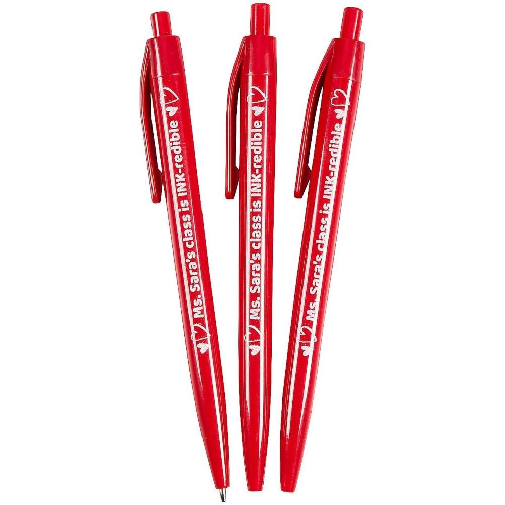 image:imageFun Express Personalized Valentines Day Red Heart Retractable Pens Bulk 48 Pieces