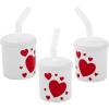 Fun Expess 2 3/4″ 7 oz. Valentine’s Day Heart Reusable Plastic Cups with Lids & Straws – 12 Pieces