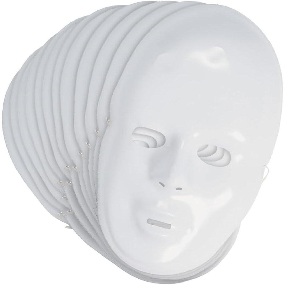 image:imageDIY White Plastic Face Masks 6 x 9 Pack of 12 Ideal for Mardi Gras amp ClownThemed Parties