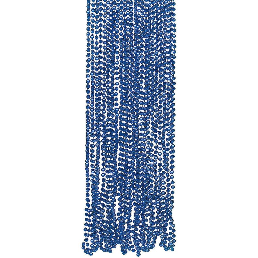 image:imageFun Express Blue Metallic Beads Necklace 334dz Jewelry Mardi Gras Beads Mot Round 48 Pieces