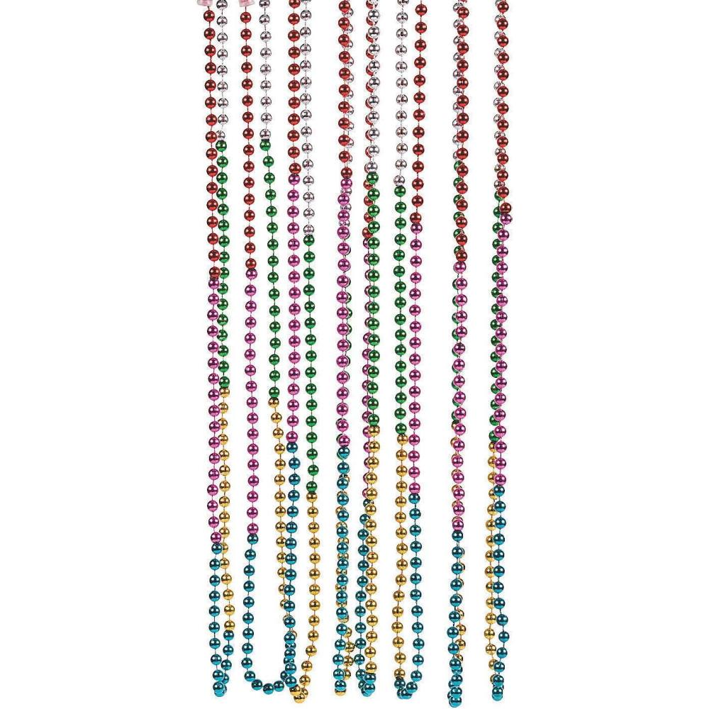 image:imageFun Express Rainbow Mardi Gras Beads Jewelry Mardi Gras Beads Mot Round 48 Pieces