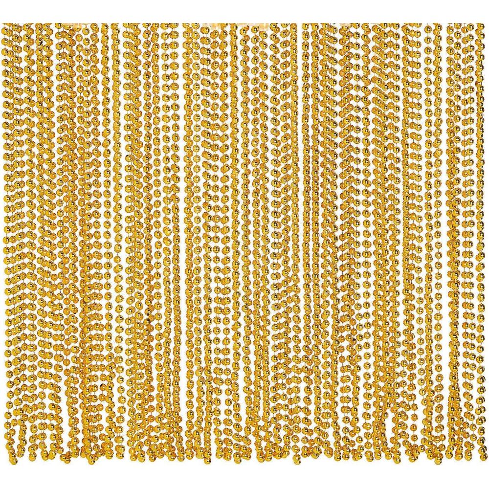 image:imageFun Express Gold Metallic Bead Necklaces Bulk Set of 48 Mardi Gras and Party Supplies