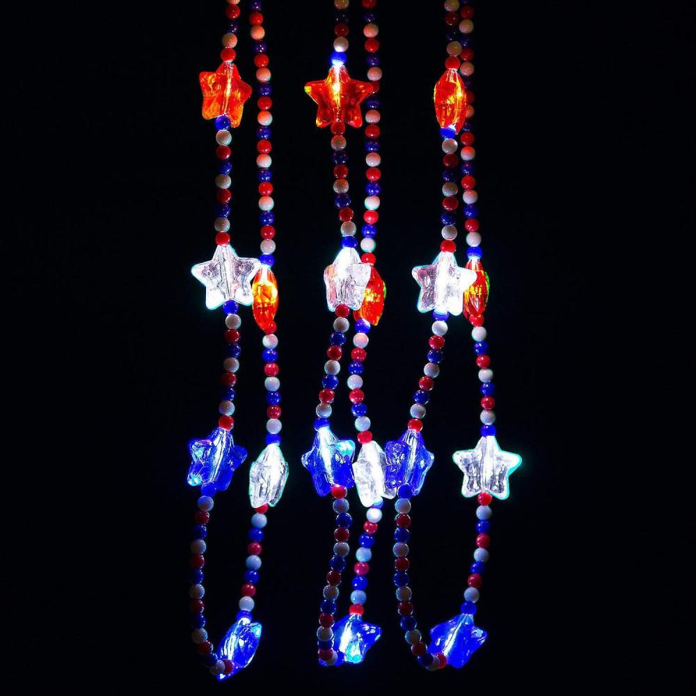 image:imageFun Express LIGHT UP PATRIOTIC MARDI GRAS BEADS  Jewelry  6 Pieces