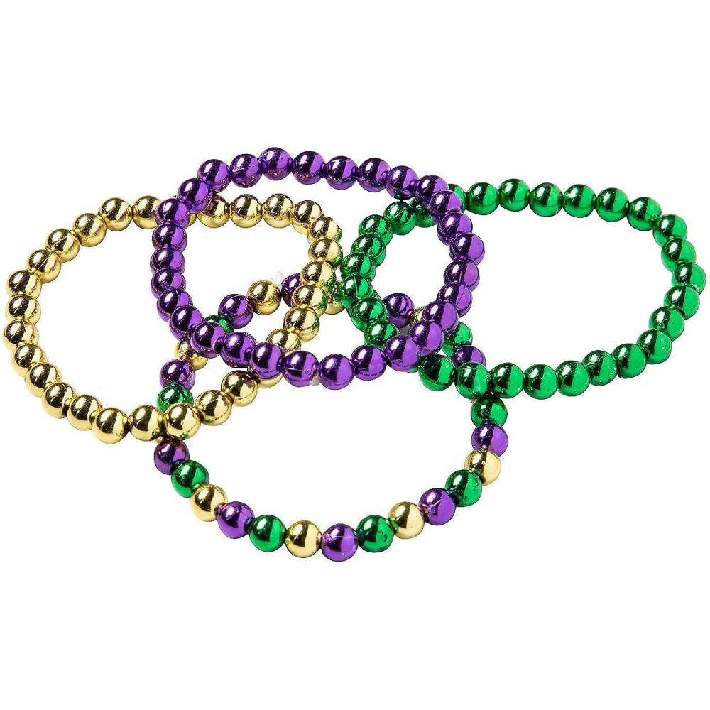 image:imageFun Express Mardi Gras Beaded Bracelets  24 Pieces