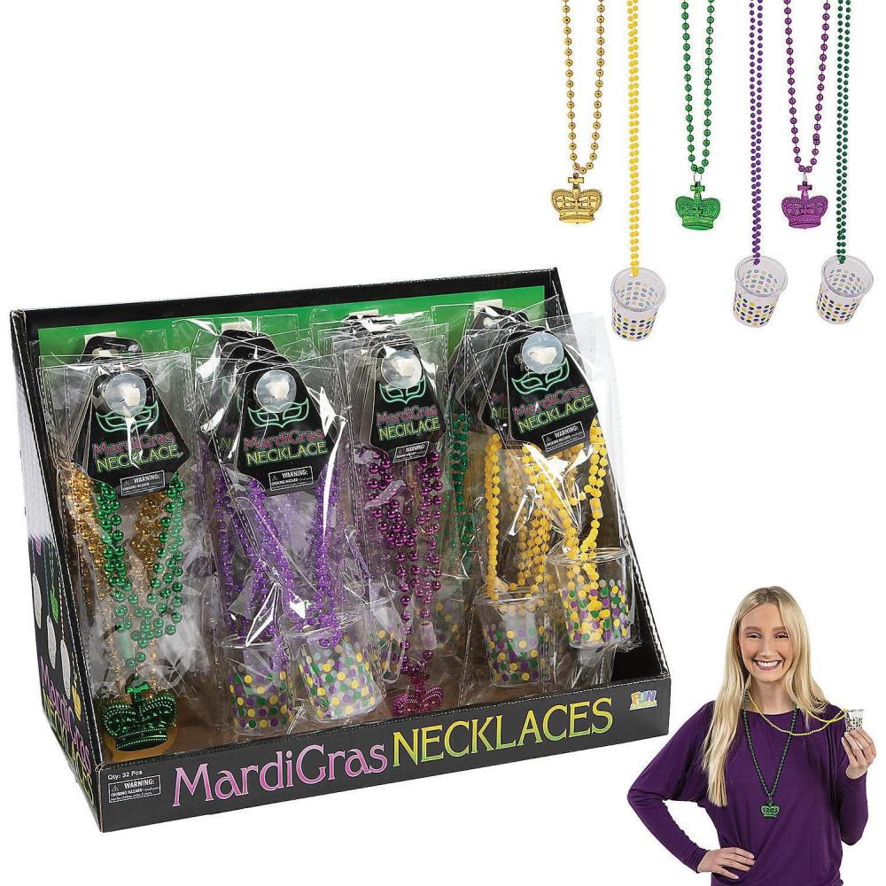 image:imageFun Express Mardi Gras Beaded Necklaces amp Shot Glass Necklaces