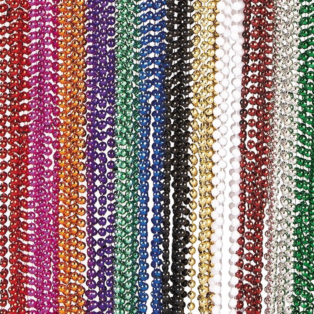 image:imageFun Express Metallic Beaded Necklace Assortment  Mardi Gras party supply Jewelry  48 Pieces