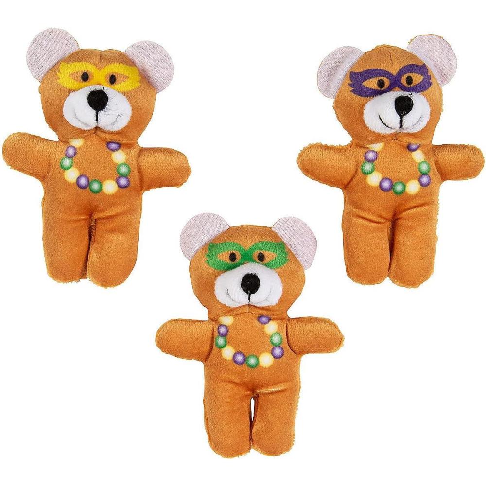 image:imageFun Express Mini Mardi Gras Stuffed Bears  12 Pieces