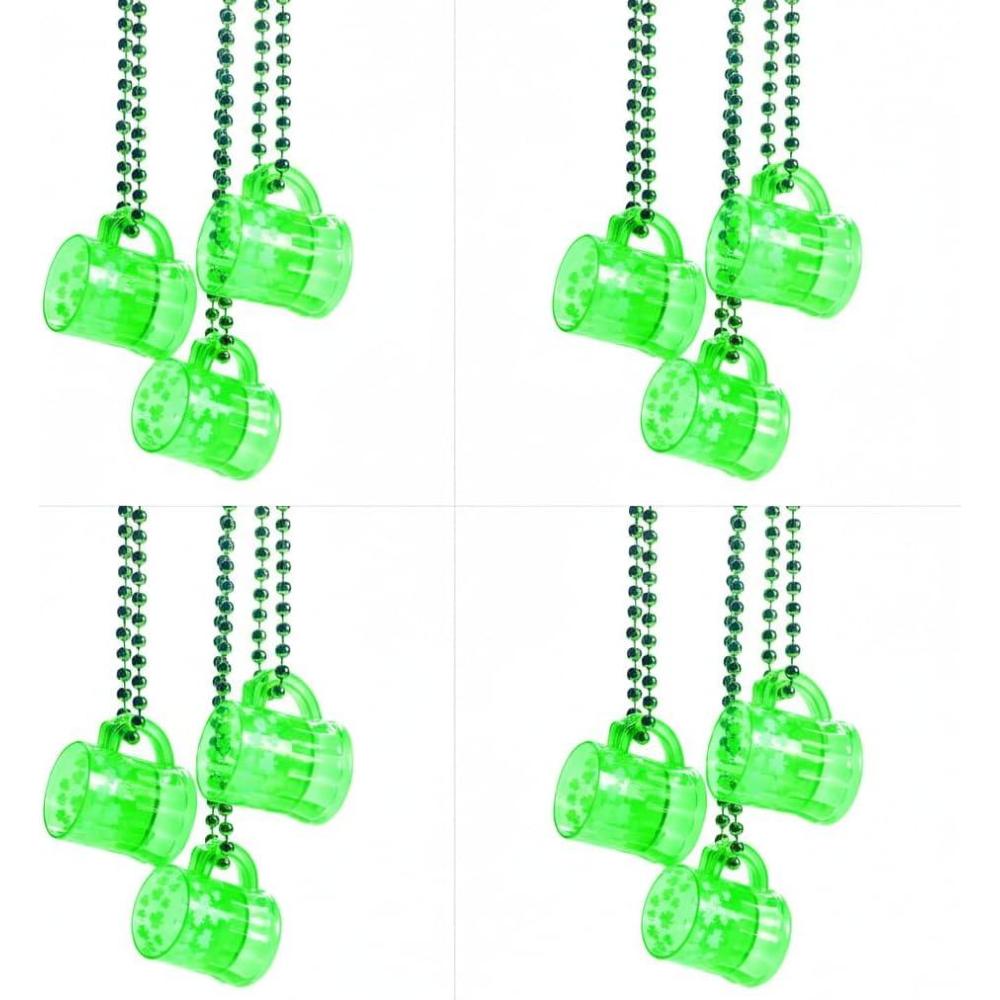 image:imageFun Express Set of 12 Pieces Shot Glass Bead Necklaces Holds 1 oz St Patricks Day and Mardi Grad Party Supplies Green